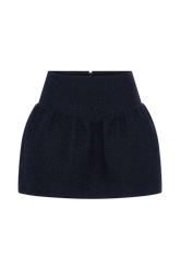 Cyrus Gathered Boucle Mini Skirt - Navy